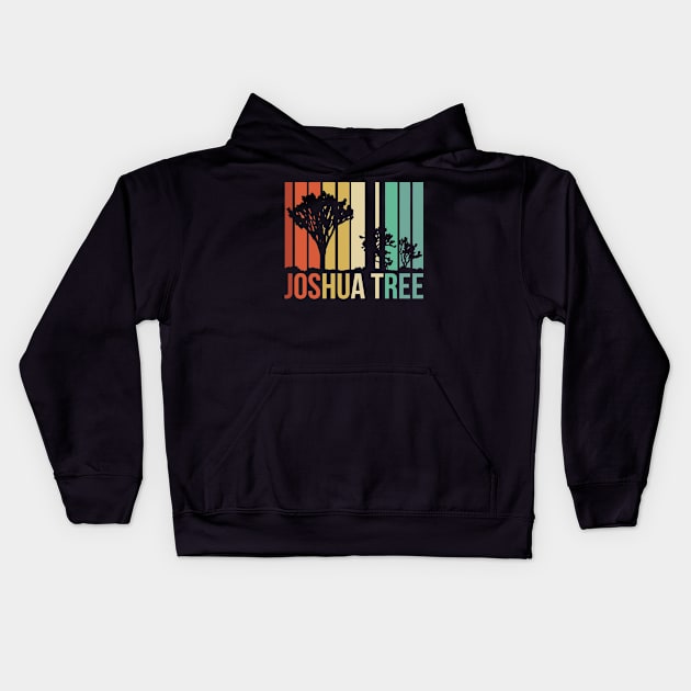 Joshua Tree National Park California Desert Retro Camping Climbing Kids Hoodie by Shirtsurf